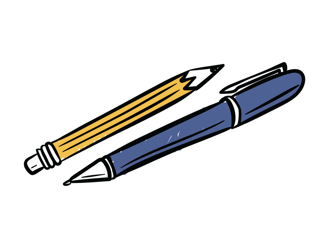 Illustration of Pen and Pencil on Transparent Background