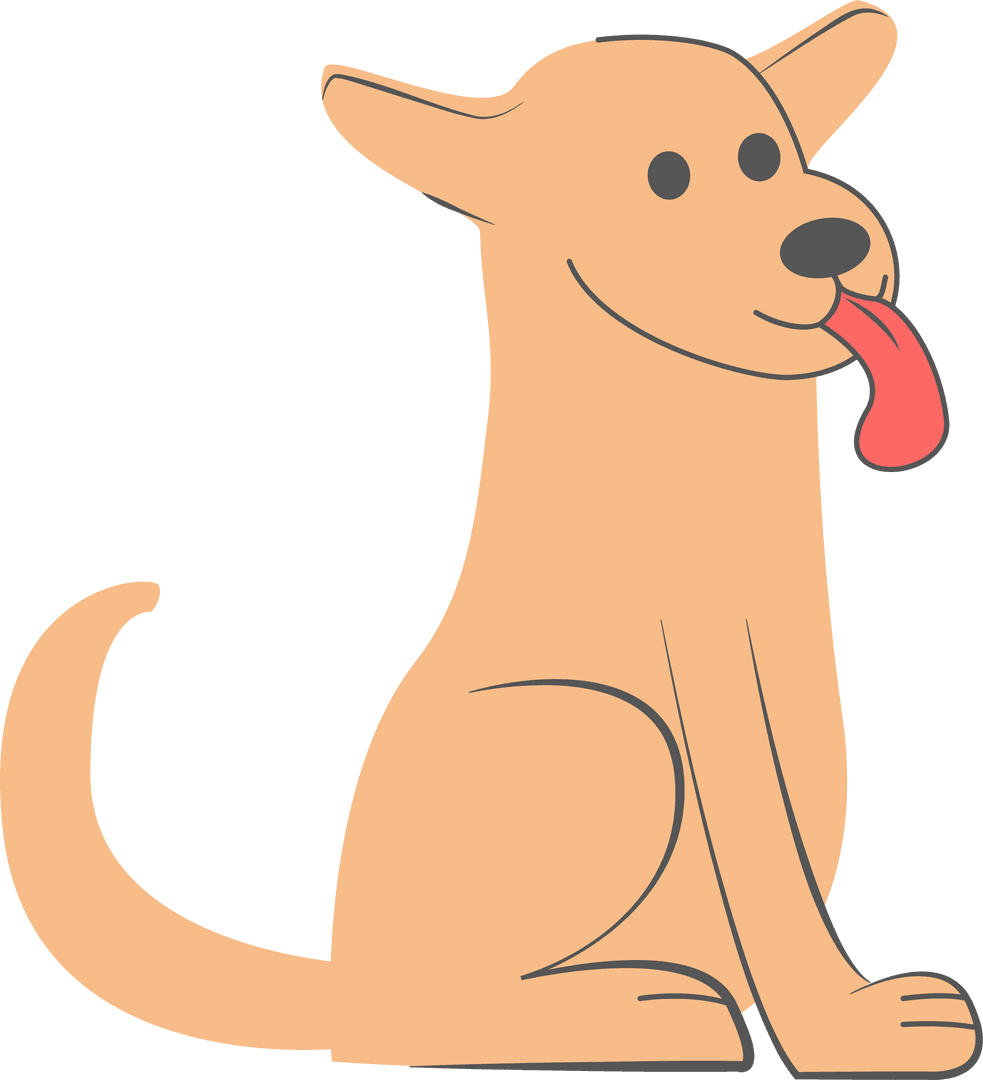 Playful Cartoon Dog Sitting with Transparent Background