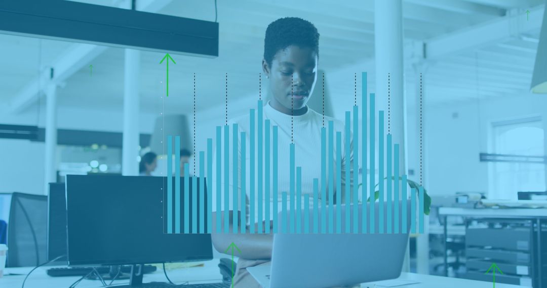 Businesswoman Analyzing Data with Modern Technology Interface