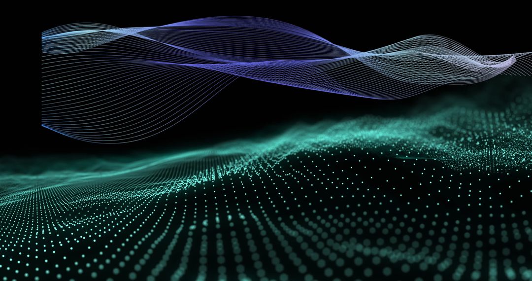 Abstract Digital Waveforms with Mesh and Dotted Landscape