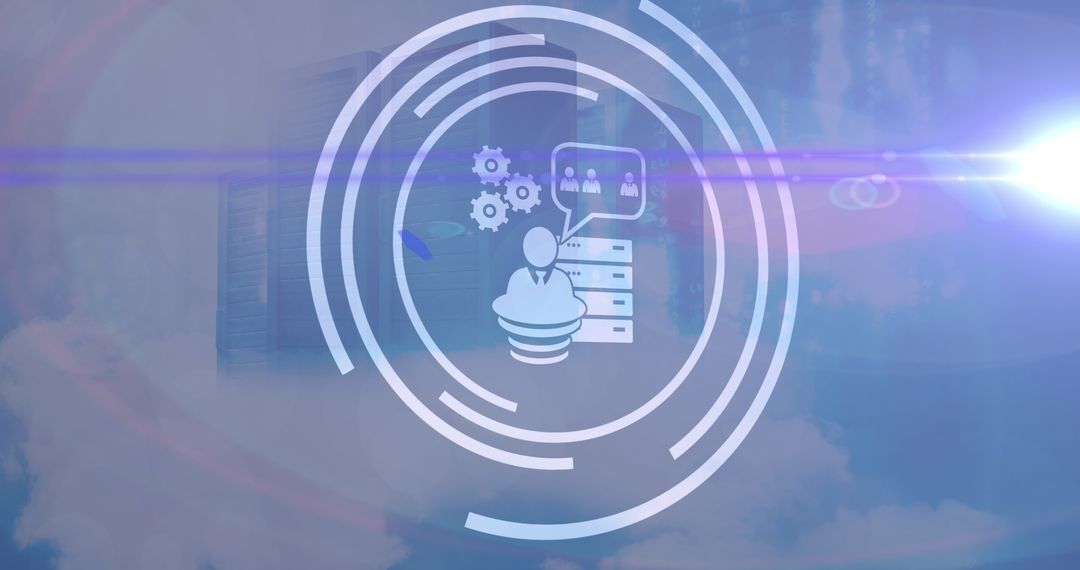 Digital Interface with Business Icons Over Cloud Server