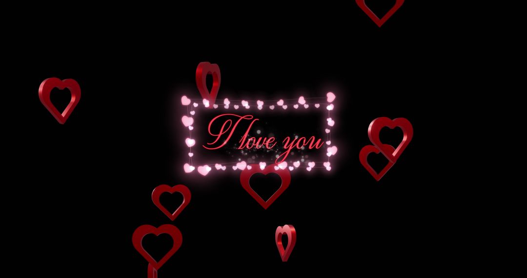 Romantic I Love You Message with Floating Red Hearts