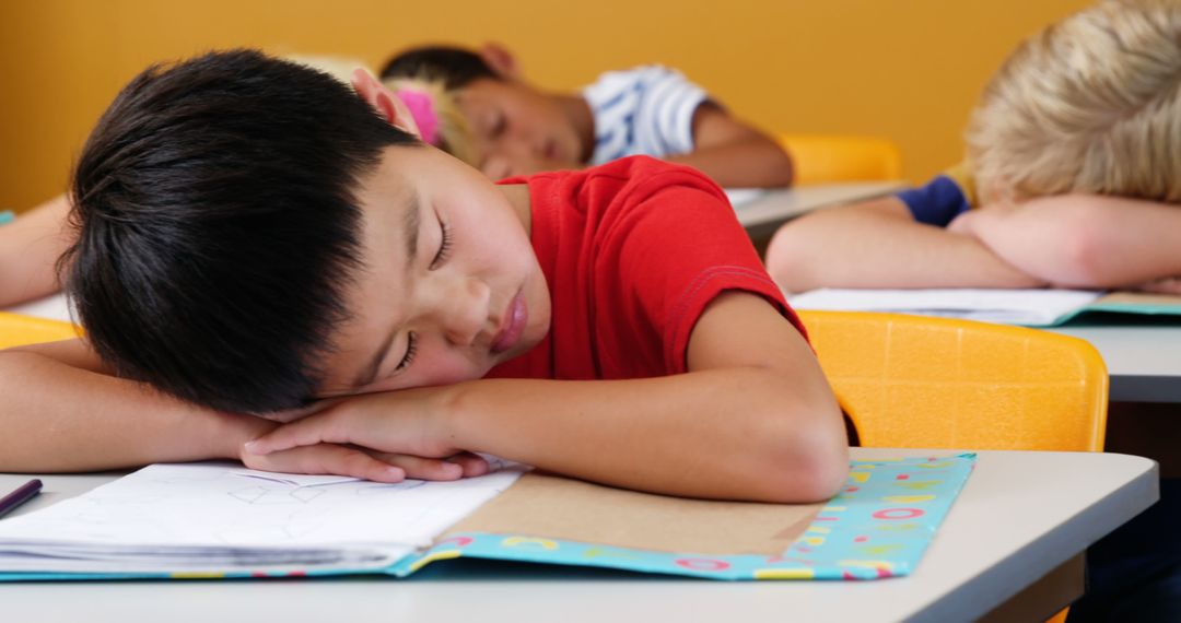 Children Sleeping at Desks in Classroom - Free Images, Stock Photos and Pictures on Pikwizard.com