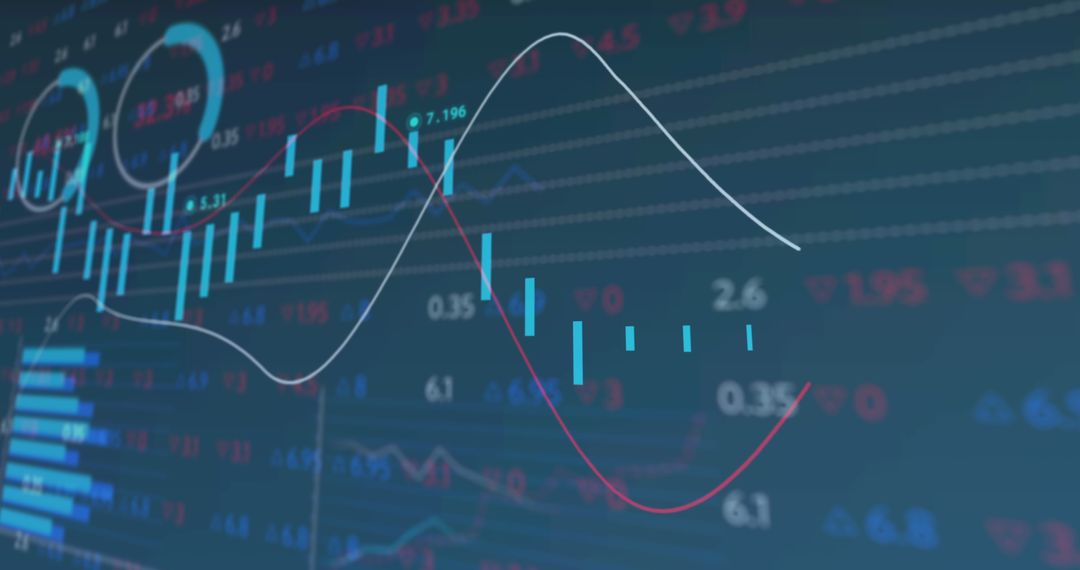 Financial Charts and Data Interfaces on Blue Background