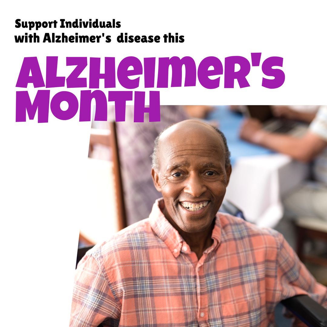 Senior Man Advocating Alzheimer's Awareness with Joyful Expression
