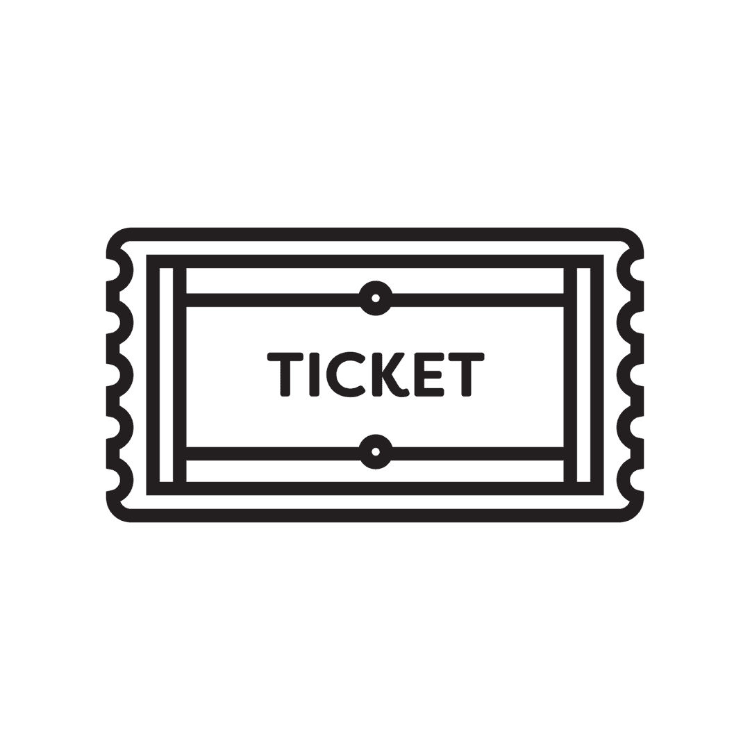 Black Ticket Icon on Transparent Background for Events and Invitations