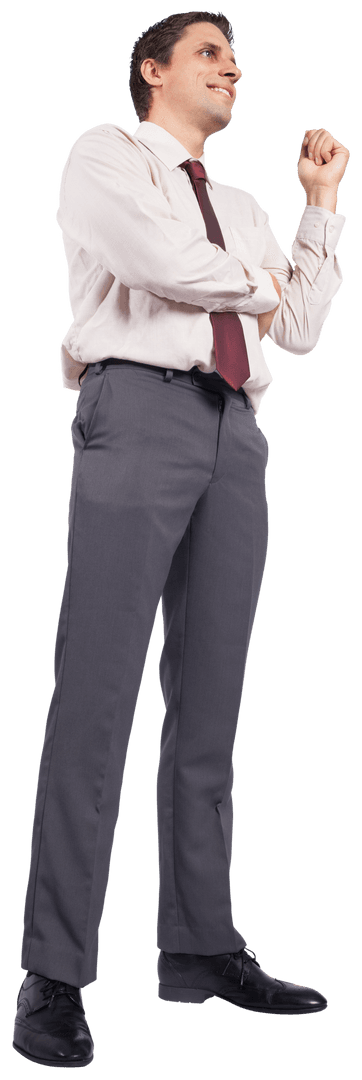 Smiling Businessman Standing Confidently on Transparent Background