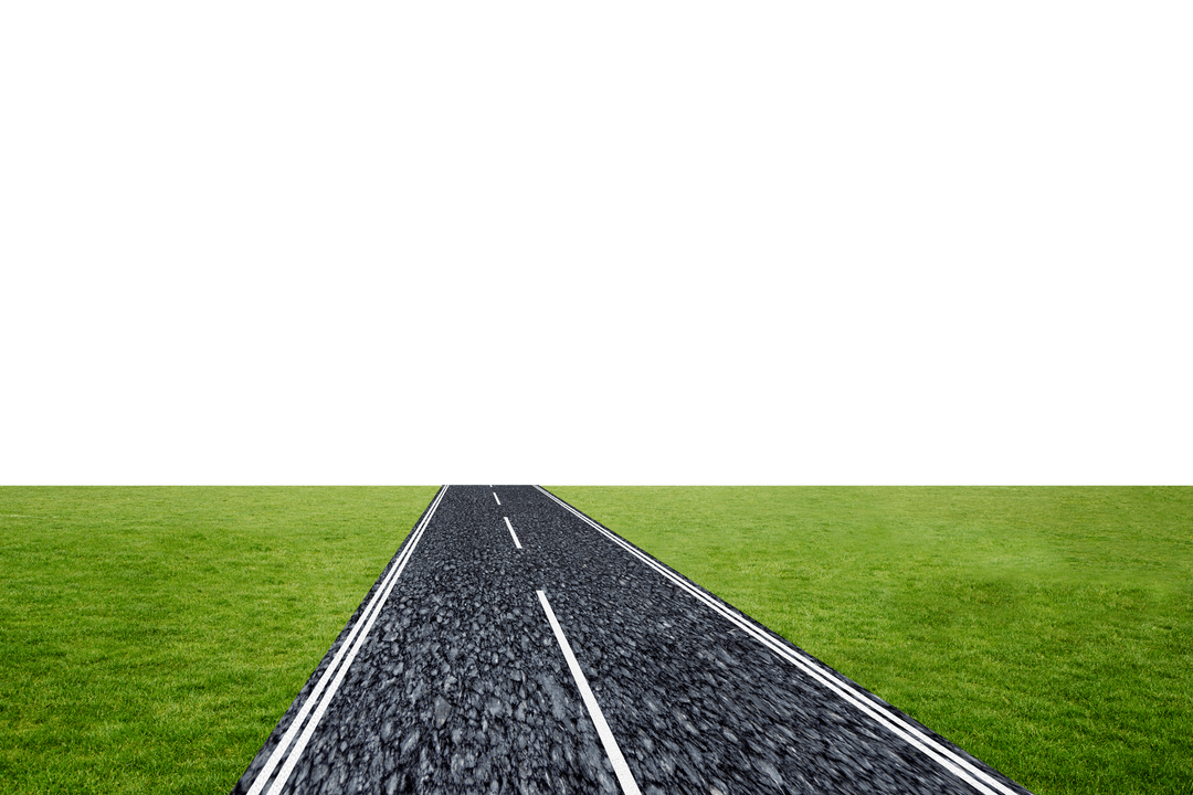 Digital Road with Meadow on Transparent Background