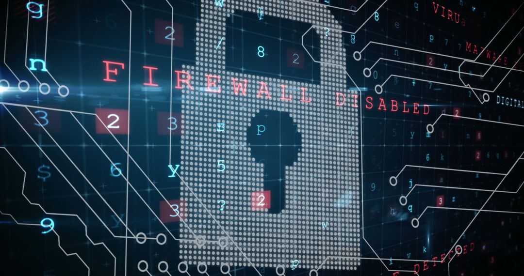 Digital Concept of Internet Security with Disabled Firewall