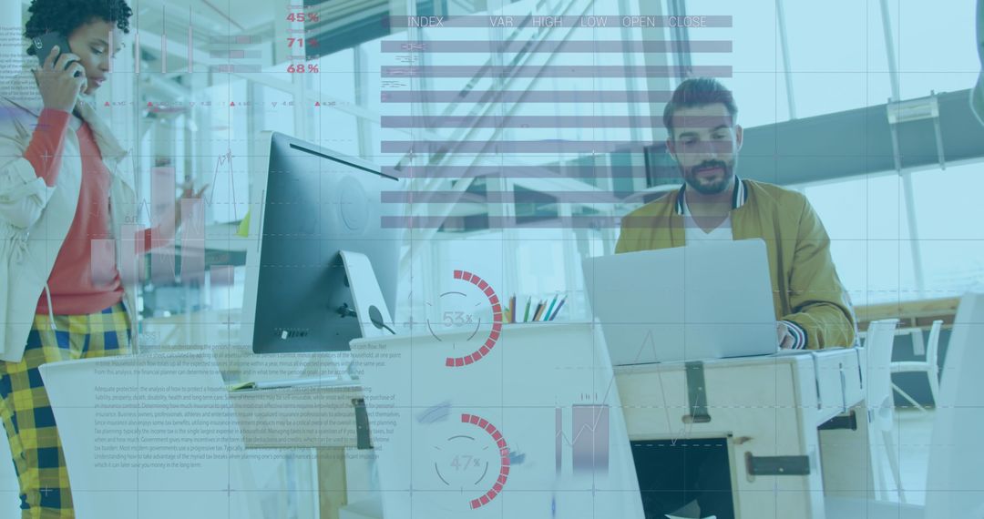 Statistical Data Processing with Business Team in Modern Office