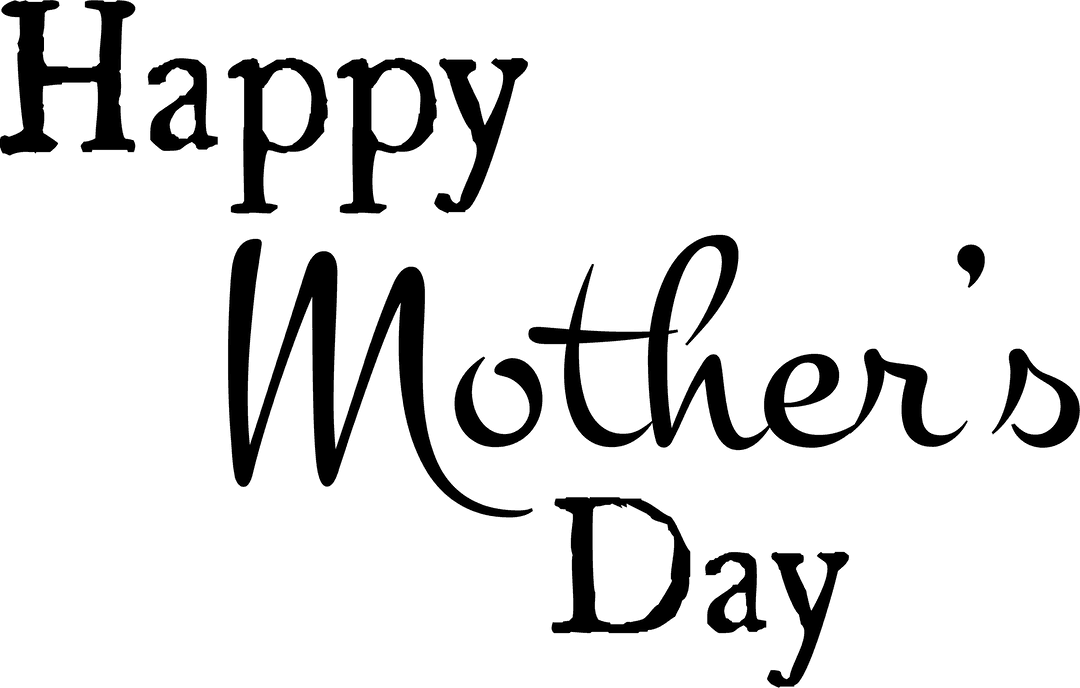 Happy Mother's Day Text on Transparent Background for Celebrations