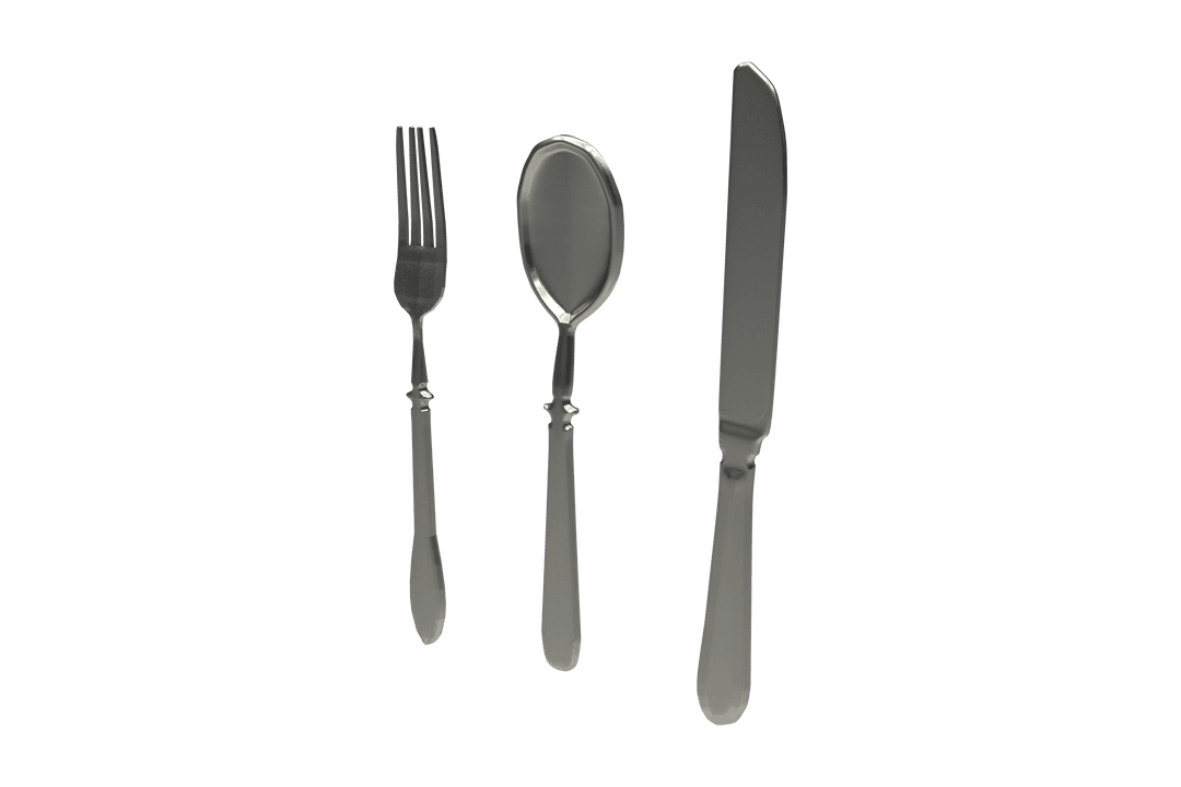 Transparent PNG Cutlery Set: Fork, Spoon, Knife for Kitchen Design