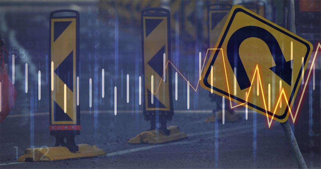 Financial Data Overlay on U-Turn Road Sign