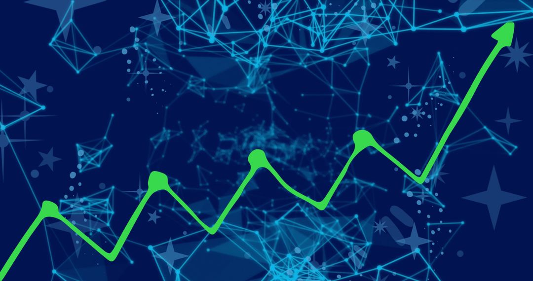 Rising Green Line Graph on Abstract Digital Network Background