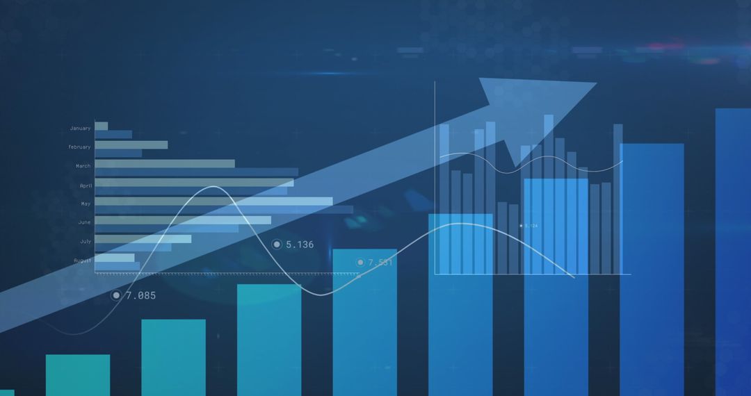 Dynamic Global Finance Charts with Arrow in Blue Tone