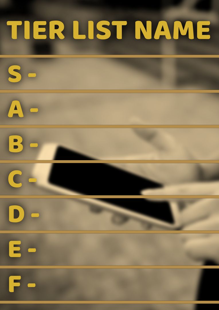 Tier List Template on Smartphone Screen - Download Free Stock Templates Pikwizard.com