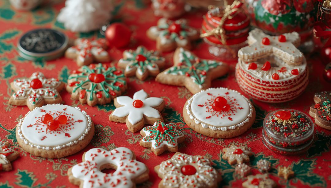 Festive Holiday Cookies with Decorative Toppings