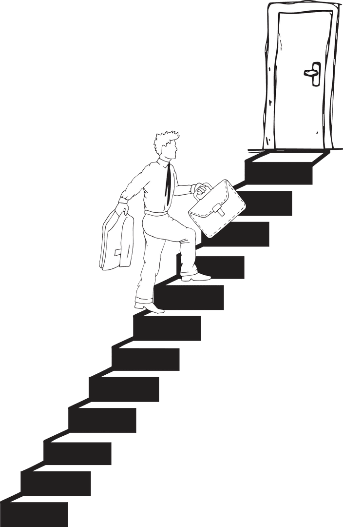 Vector Businessman Climbing Stairs for Transparent Background Design