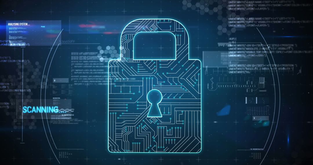 Digital Padlock Symbolizing Online Security on Virtual Interface