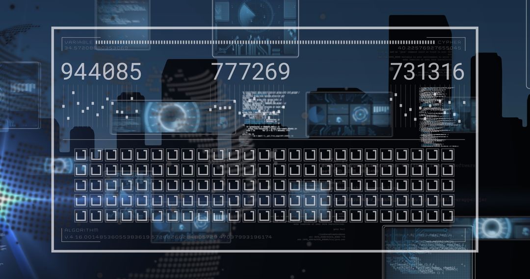 Digital Data Processing Over Futuristic Cityscape