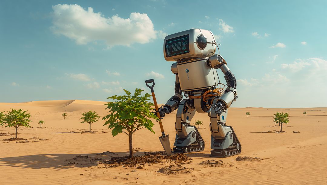 Robot Planting Trees in Desert for Environmental Sustainability