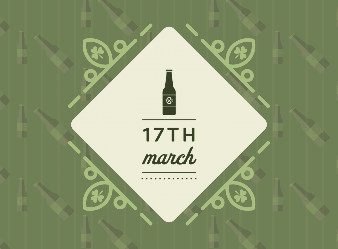 Green Abstract Pattern with 17th March Celebration on Transparent Background