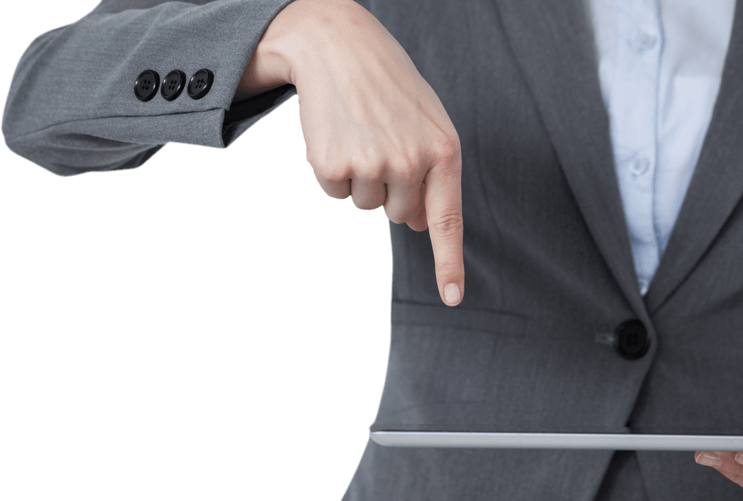 Businesswoman Using Digital Tablet with Transparent Background