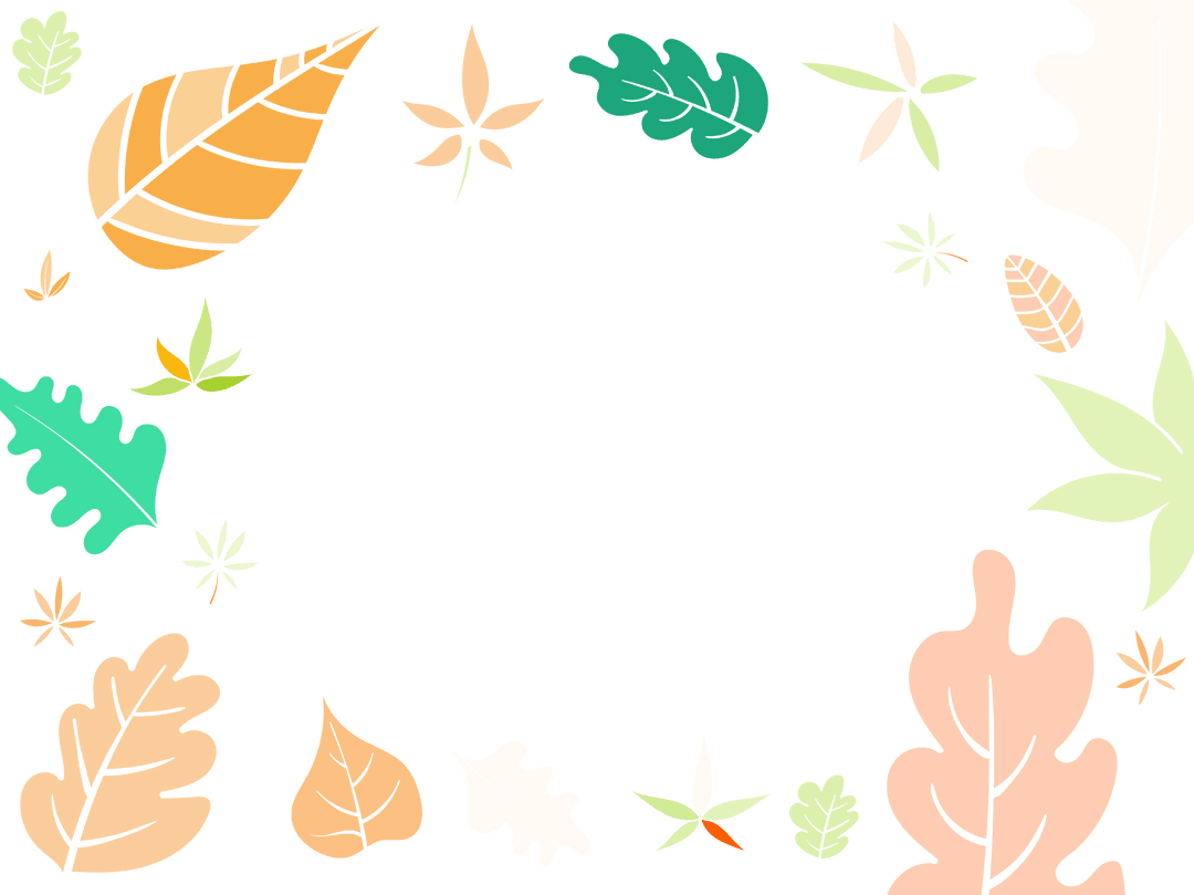 Transparent Botanical Border with Autumn and Spring Leaves
