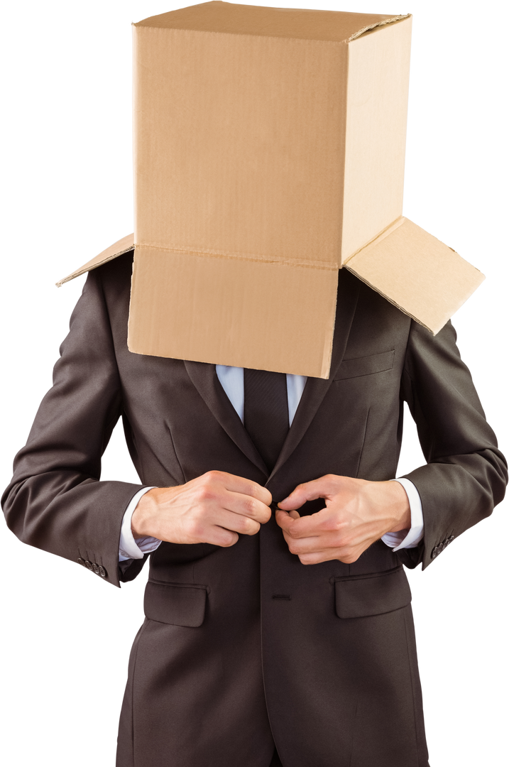 Anonymous Transparent Businessman Wearing Cardboard Box on Head - Download Free Stock Images Pikwizard.com