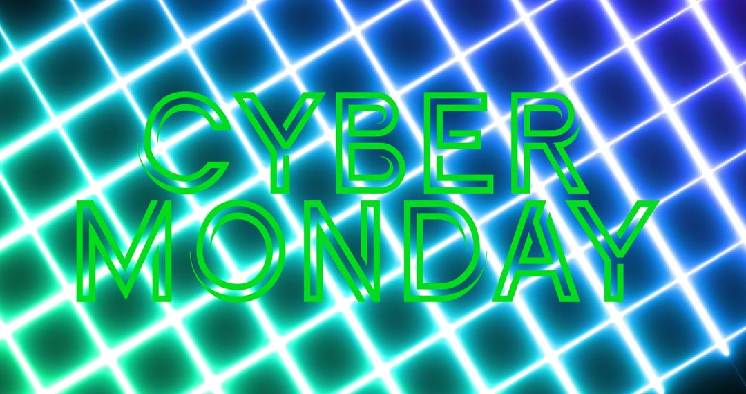 Cyber Monday Neon Green Text on Glowing Background