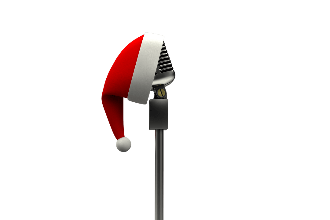 Retro Microphone with Santa Hat Design Transparent Background
