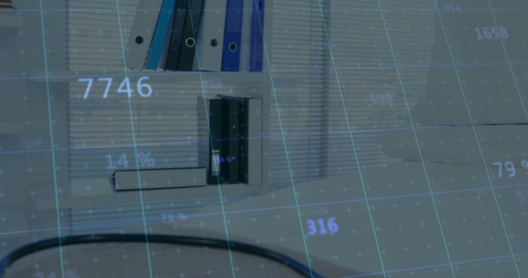 Modern Office Workspace with Digital Overlay Organization Concept