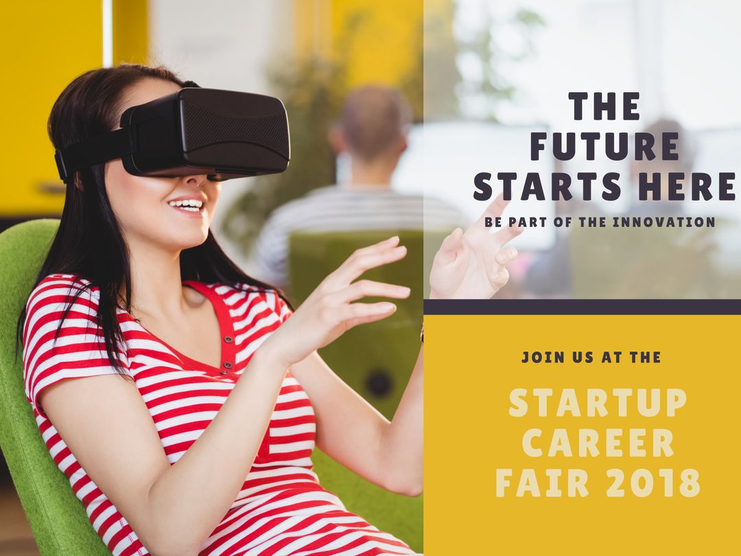 Woman Engaging with Virtual Reality at Tech Innovation Fair