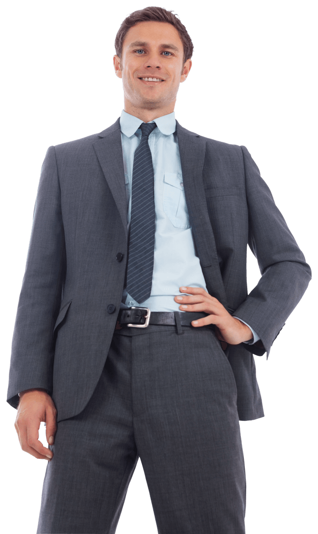 Transparent Cheerful Businessman with Confident Expression