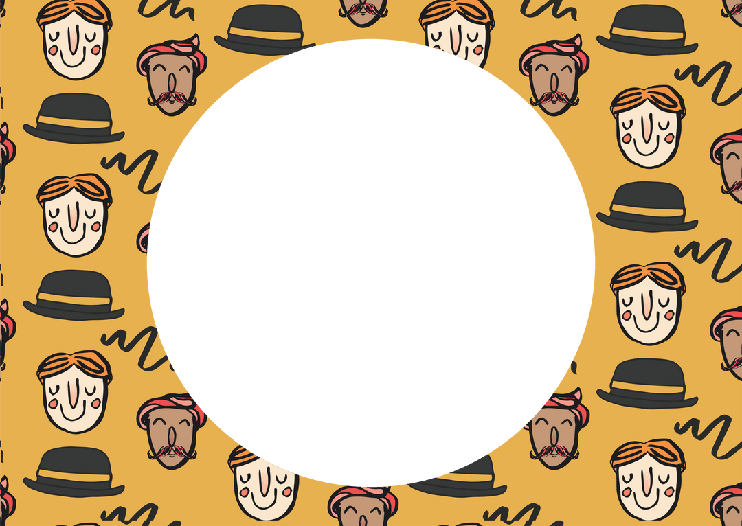 Playful Faces and Hats Design with Transparent Center