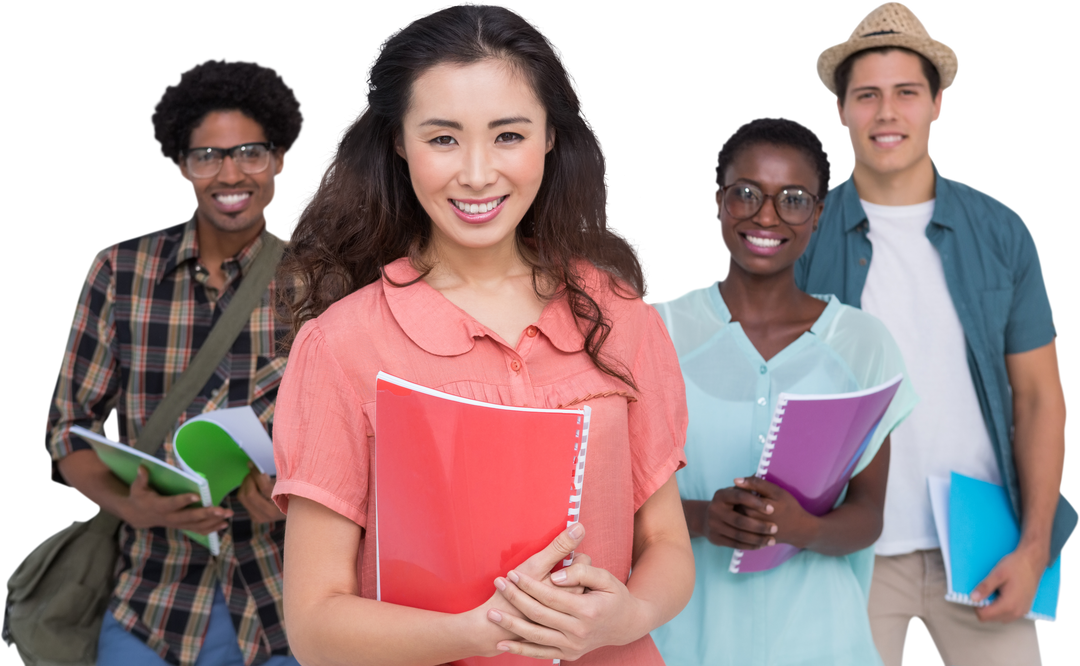 Diverse Group of Stylish Students Smiling Together with Transparent Background - Download Free Stock Images Pikwizard.com