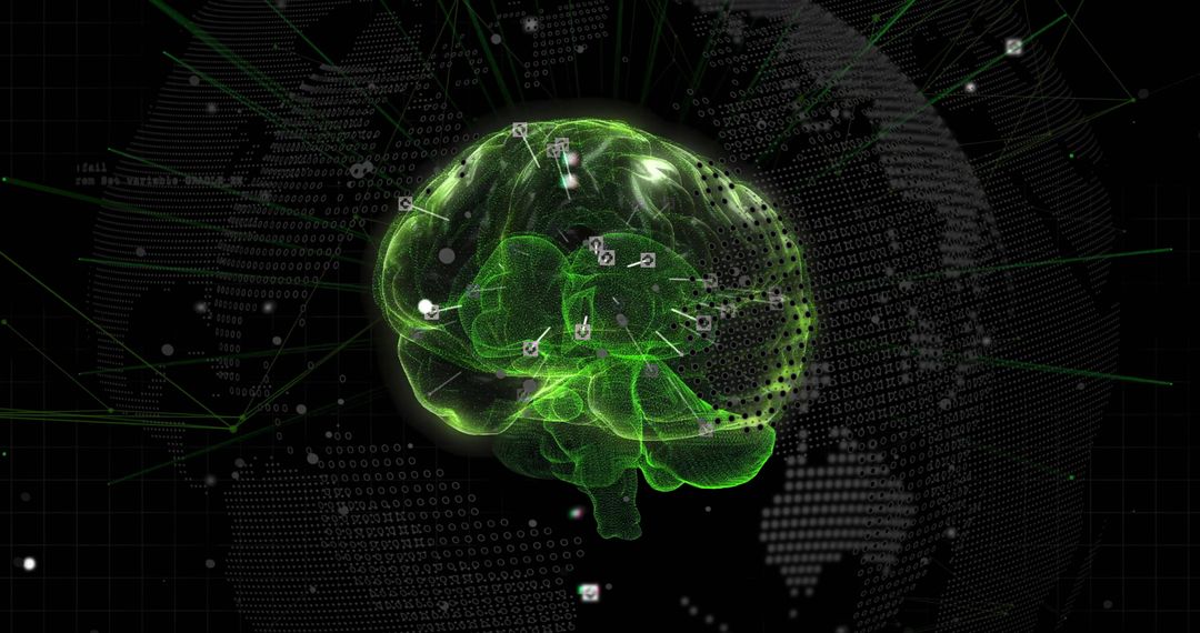 Digital Brain and Global Connectivity Concept in Technology Visualization