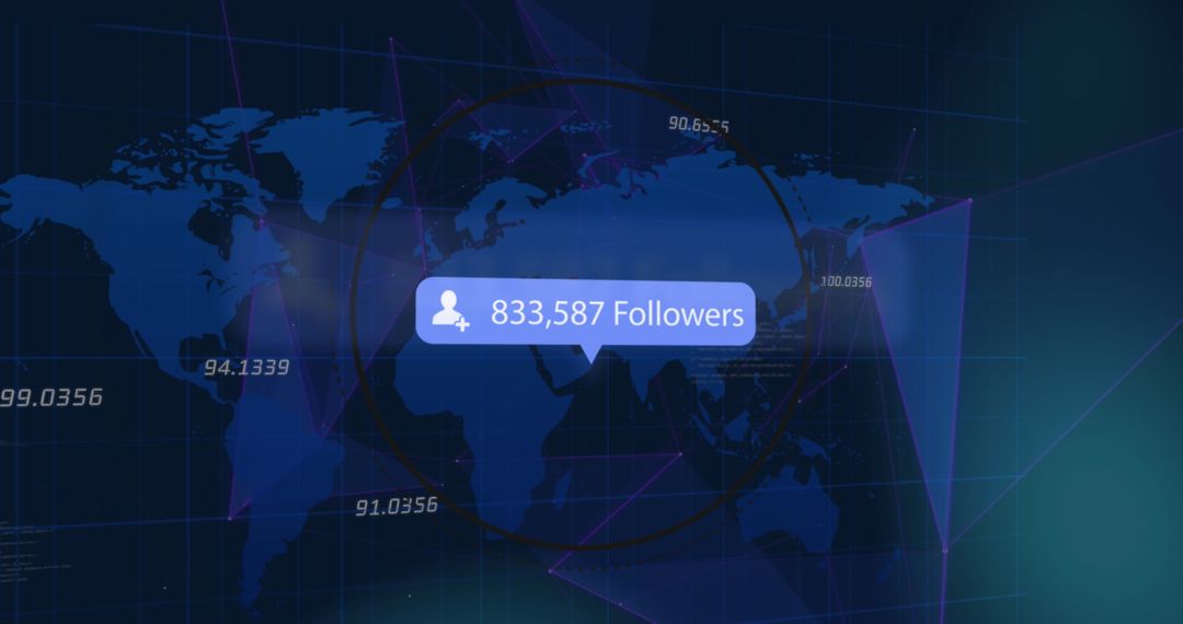 Global Social Media Network with Digital Follower Notification