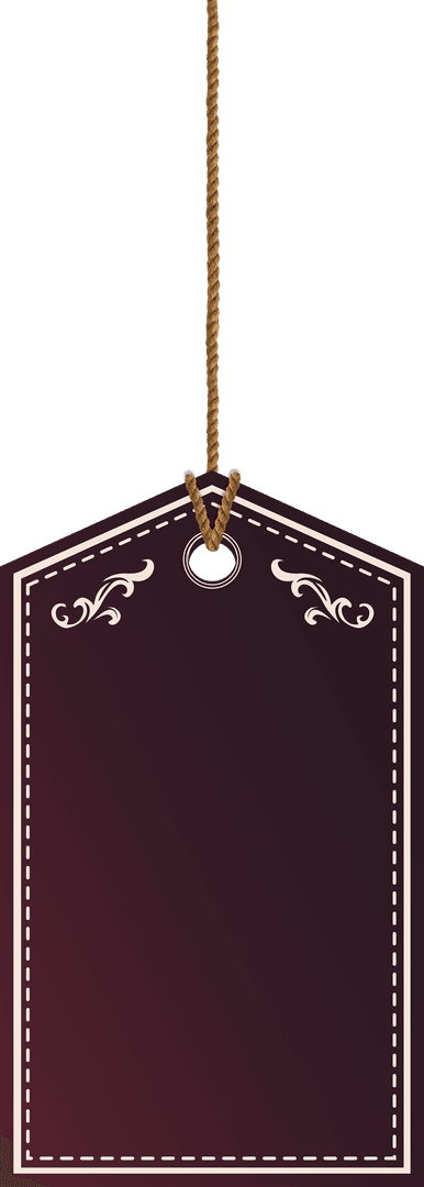 Brown gift tag with string isolated on transparent background
