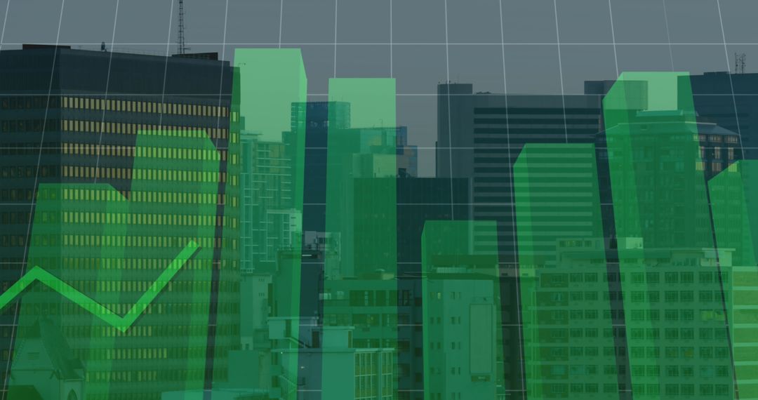 Abstract Digital Financial Growth Over Cityscape