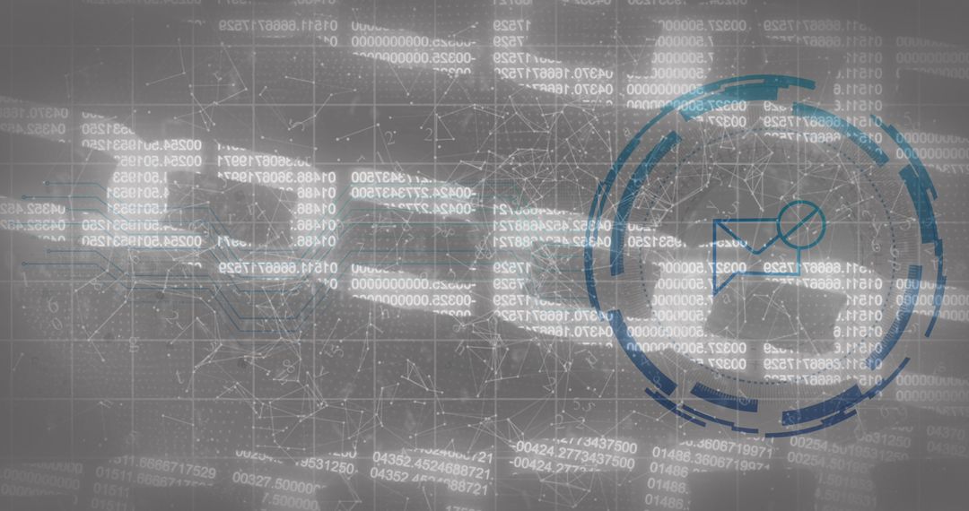 Futuristic Digital Data Processing with Envelope Icon