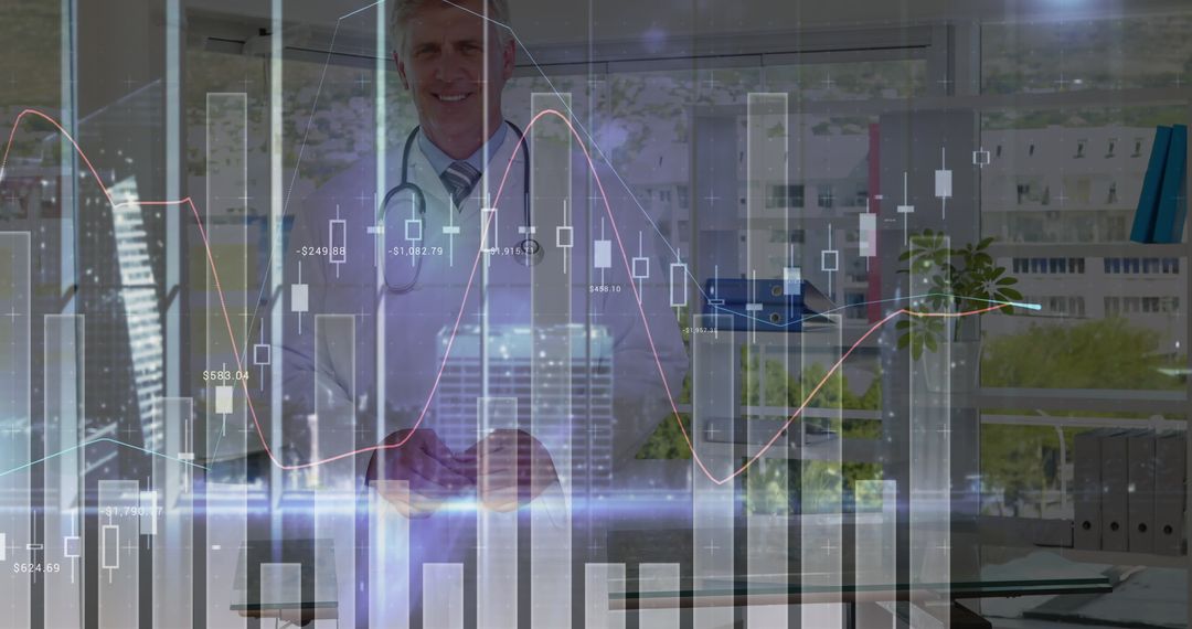 Doctor Overlapping With Dynamic Data Analytics Graphics in Office