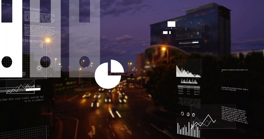 Night City Junction with Data Overlays Highlighting Urban Movement