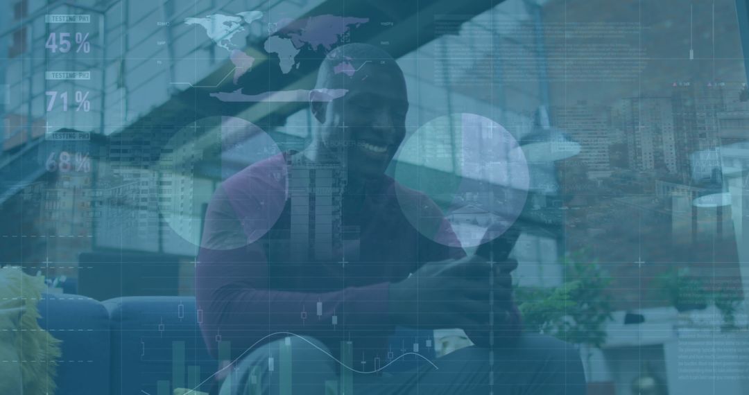 Businessman Analyzing Financial Data Trends on Smartphone