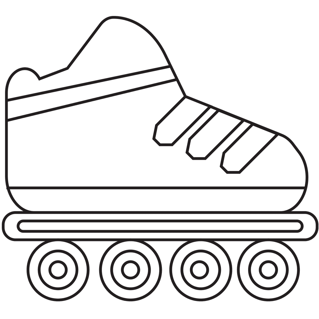 Stylized Roller Skate Icon on Transparent Background for Sport Branding