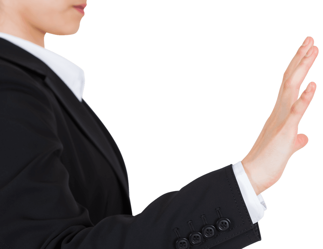 Transparent Businessperson Touching Virtual Interface