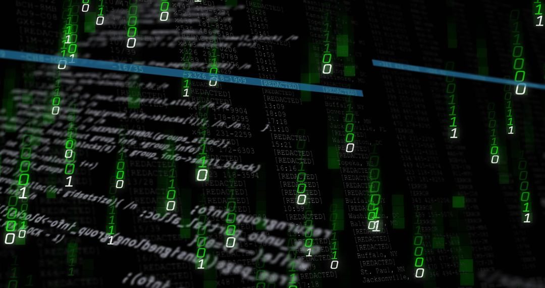 Futuristic Digital Code Cybersecurity with Binary Streams