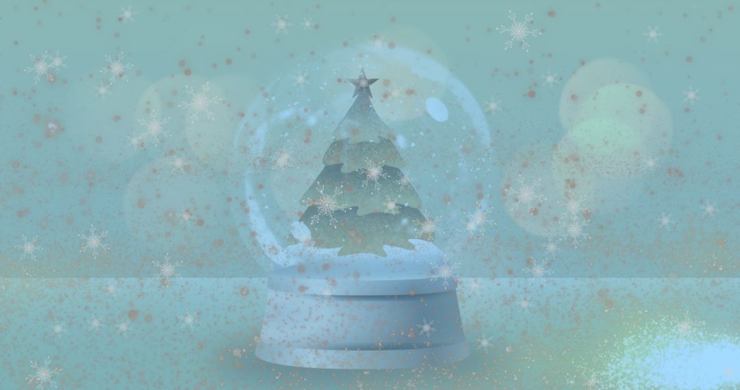 Christmas Tree Snow Globe with Falling Snow and Shooting Star, Digital Illustration - Free Images, Stock Photos and Pictures on Pikwizard.com