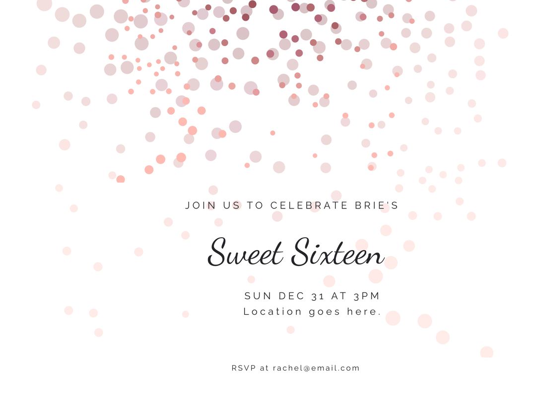 Elegant Sweet Sixteen Celebration Invitation with Pink Confetti Design - Download Free Stock Templates Pikwizard.com