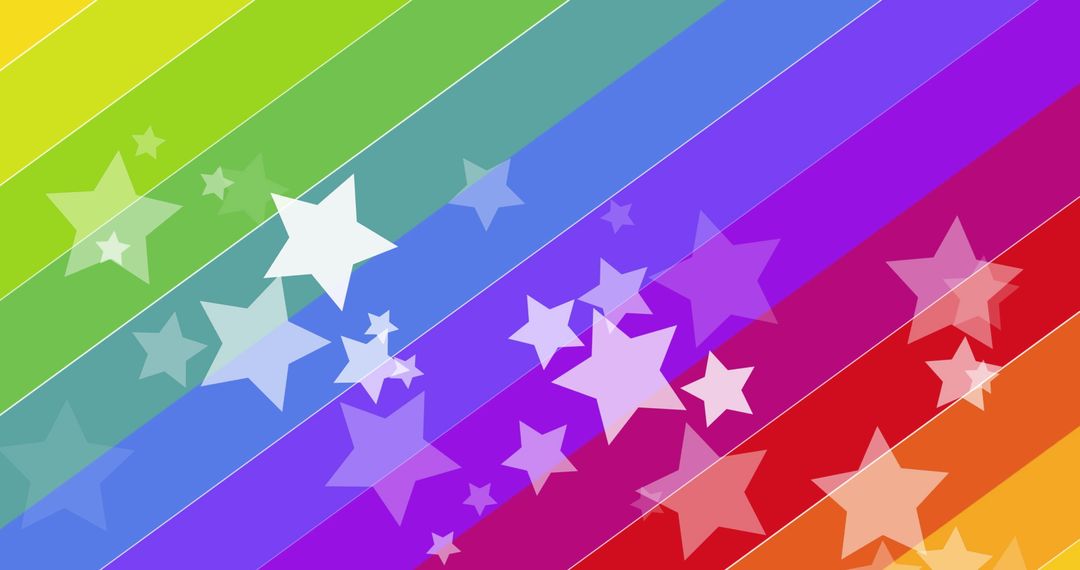 Vibrant Rainbow Stars on Diagonal Stripe Background